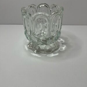 L E Smith "Moon and Stars" Clear  Footed Candy Jar vintage
